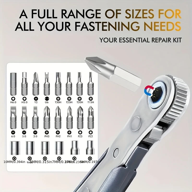 Professional Ratchet Toolset - Multi-Functional Car Maintenance Kit with Torque Wrench, Screwdriver And Portable Car And Motorcycle Repair Essentials for Enthusiasts And Mechanics