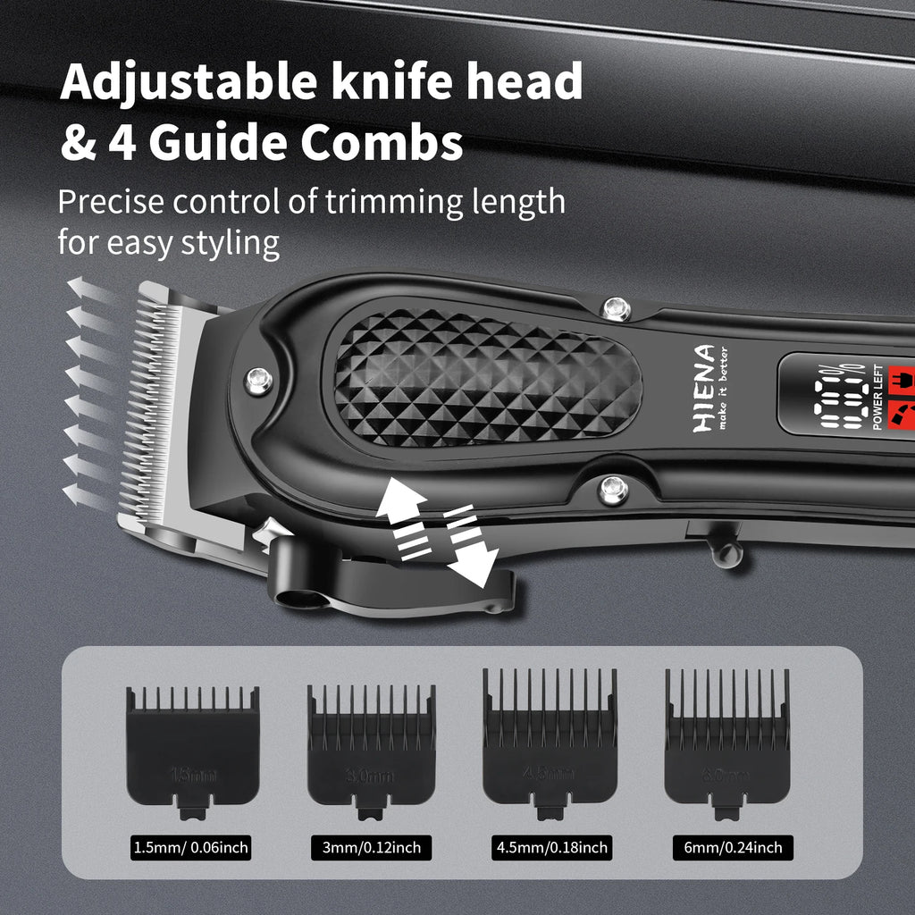 HIENA PRO Professional Hair Clippers Set for Men Cordless Barber Kit Hair Cutting Kit Rechargeable Clippers and Trimmers Set Clipper Set for Barbers with LED Display  Gifts for Men