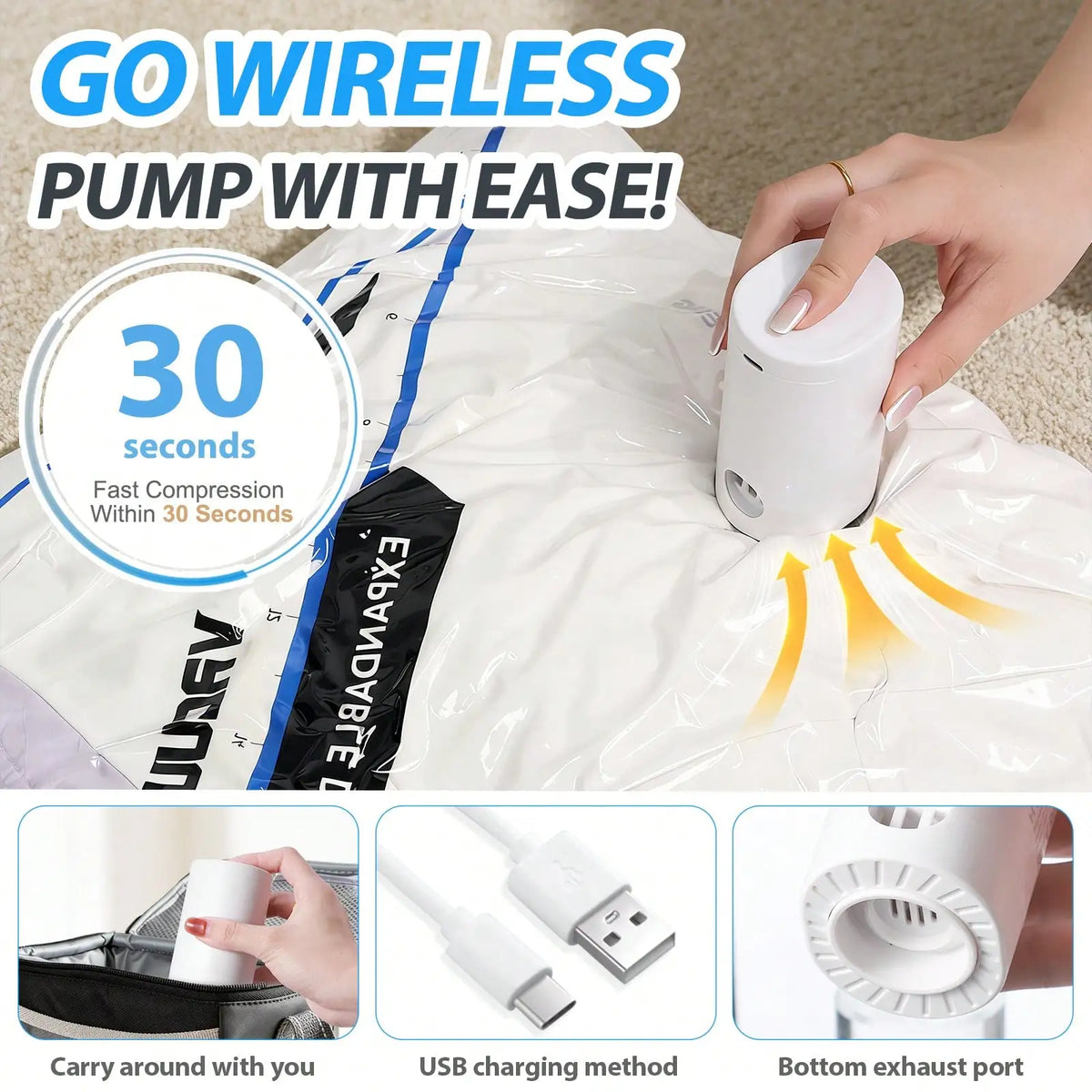 16 Pack Travel Vacuum Storage Bags With Electric Air Pump Modern Clear Reusable Compression Sealing Bags Space Saver Organizer Unit For Clothes Bedding Suitcase Luggage Closet Back To School Vacation Travel Essentials