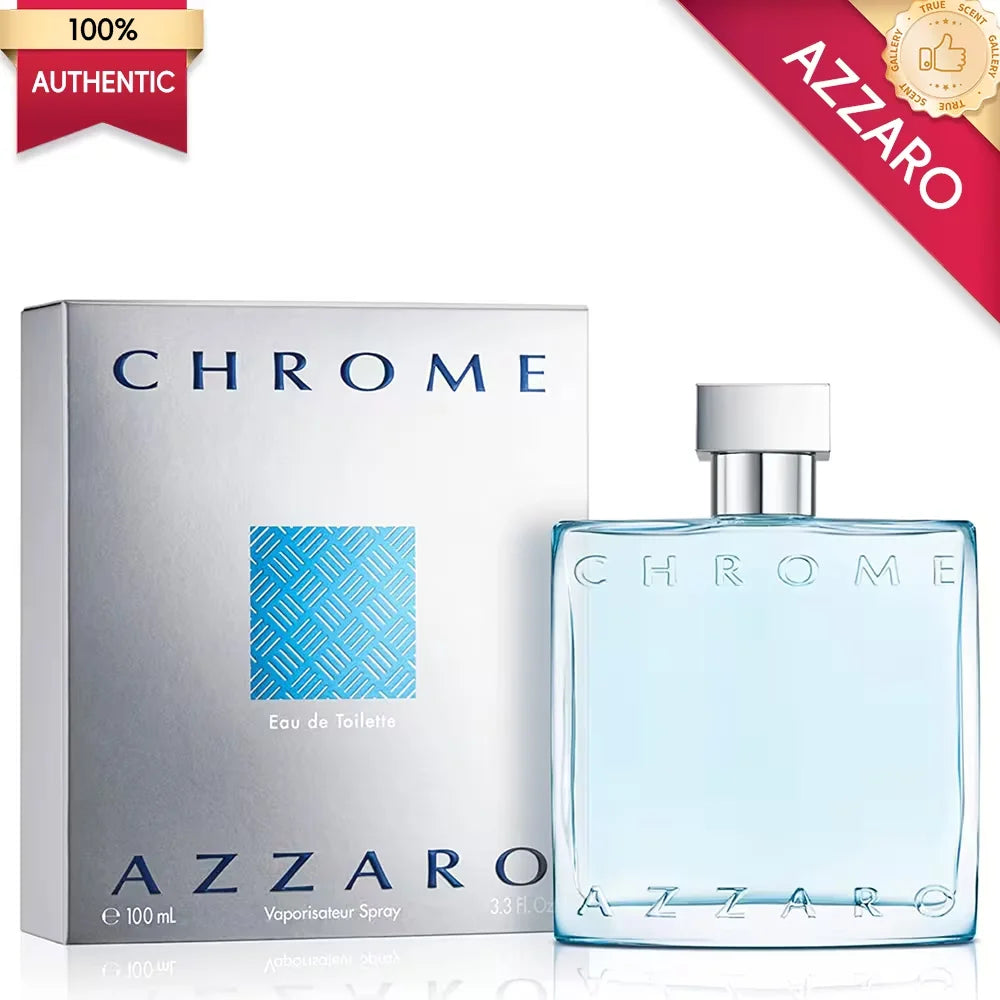 Azzaro Chrome Eau De Toilette - Fresh Aquatic Mens Cologne - Citrus, Woody, Musky Fragrance - Fresh Notes of Bergamot - Everyday Wear - Classic Summer Beach Scent - Luxury Perfumes for Men