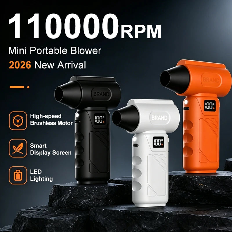 Mini Turbo Fan Handheld Air Blower Powerful Wind Pressure Electric Compressed Air USB Rechargeable Cleaning Tool for Home Office Electronics Car Detail Pet Hair Everyday Clean