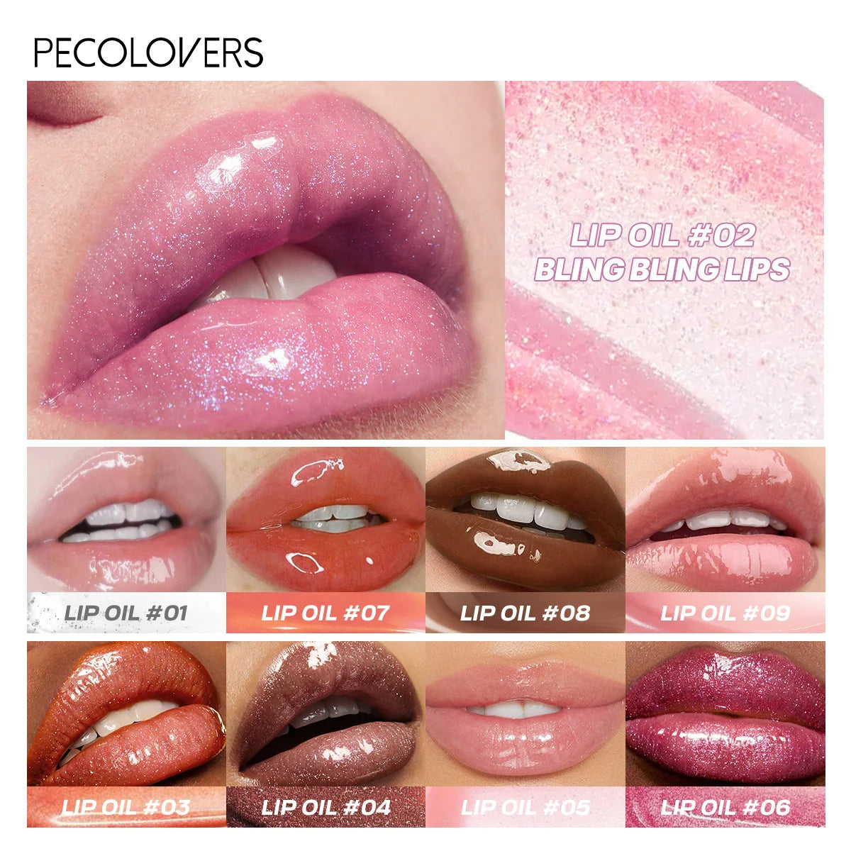 8PCS/SET Moisturizing Lip Oil Kit,Even Spreadable,Non-sticky,Translucent Shine Layer,Eye Shadow Base,Multi-shade Glossy Liquid,Everyday Lip Cosmetic For Casual Outdoor And Simple Party Looks
