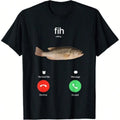 100% Cotton Fih Calling Remind Me Message Decline Accept Phone Call Fish Fit Casual Streetwear Men Gifts Flower Print Classic Crew Neck Short Sleeves Regular Fit Breathable Stylish Graphic T-Shirt