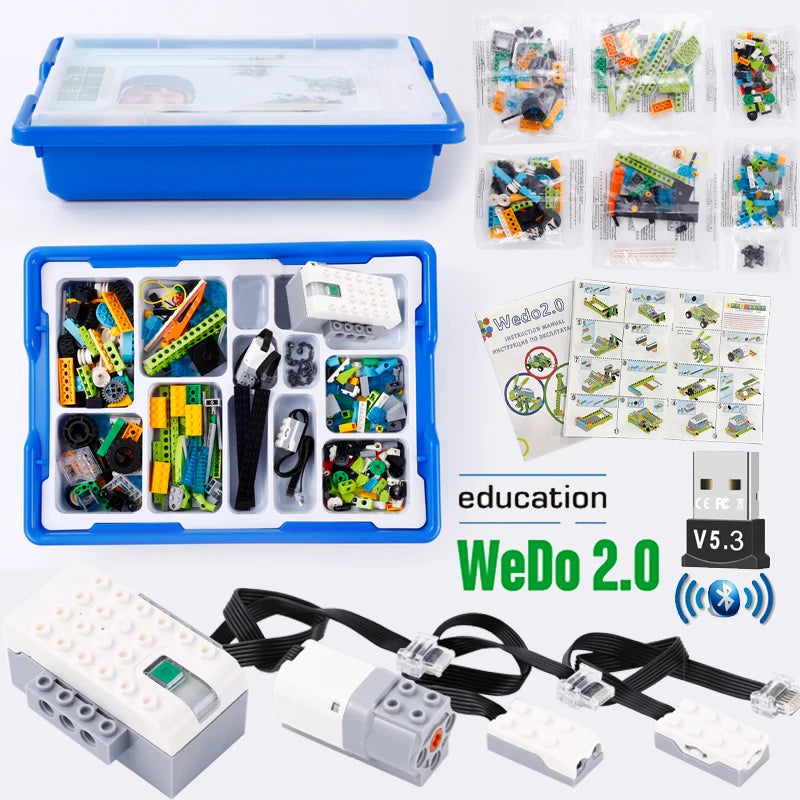 NEW WeDo 2.0 Core Educational Set With Building Blocks Book Bluetooth Box DIY Parts 45300 STEAM Scratch 3.0 Technical School Kids Toys Christmas Gifts