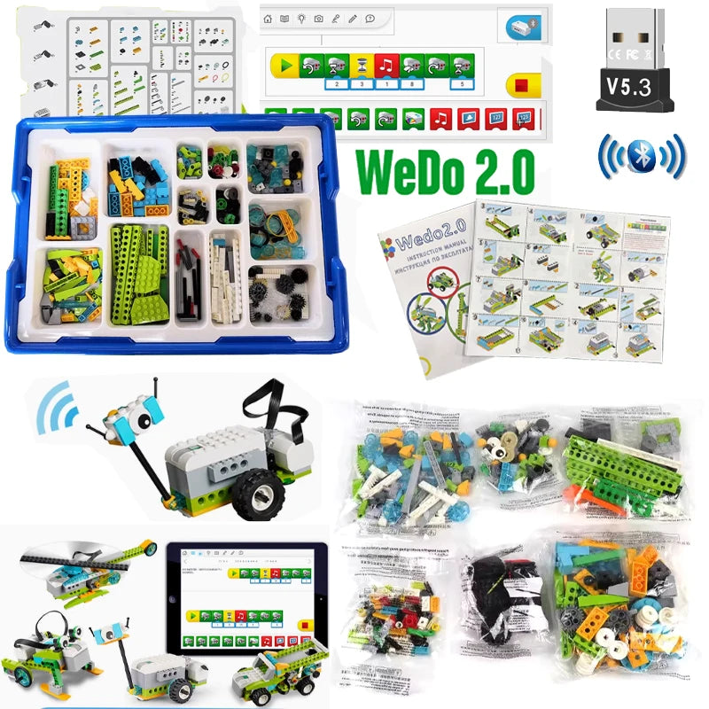 NEW WeDo 2.0 Core Educational Set With Building Blocks Book Bluetooth Box DIY Parts 45300 STEAM Scratch 3.0 Technical School Kids Toys Christmas Gifts