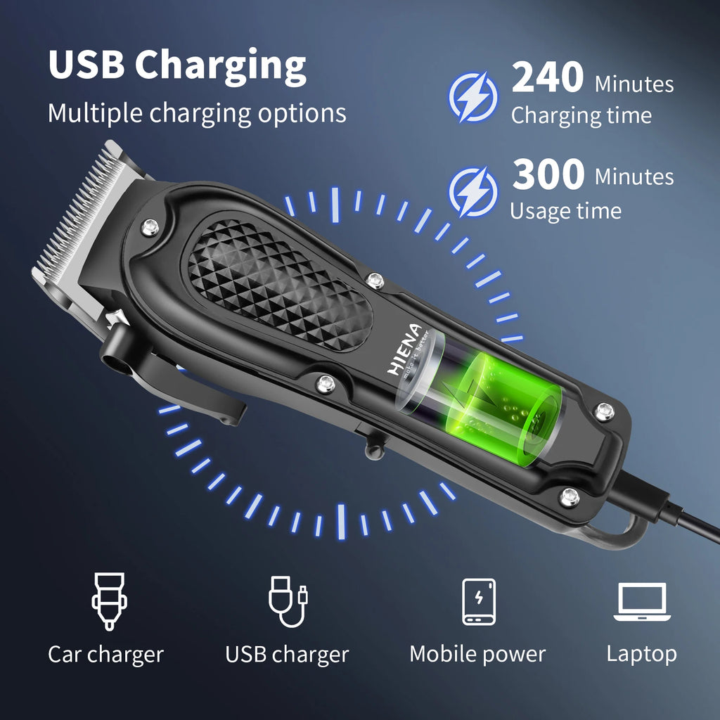 HIENA PRO Professional Hair Clippers Set for Men Cordless Barber Kit Hair Cutting Kit Rechargeable Clippers and Trimmers Set Clipper Set for Barbers with LED Display  Gifts for Men