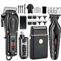 HIENA PRO Professional Hair Clippers Set for Men Cordless Barber Kit Hair Cutting Kit Rechargeable Clippers and Trimmers Set Clipper Set for Barbers with LED Display  Gifts for Men