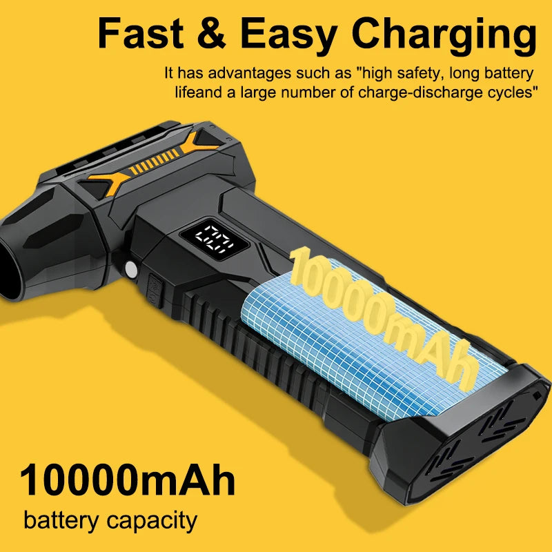 Powerful Turbo Blower, Cordless Vacuum Cleaner, Electric Snow Blower, High Speed Brushless Turbo Jet Blower With Led Lighting For Keyboard Pc Car Interior Pet Hair Everyday Clean
