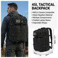 Men 45L Tactical Backpack Molle Bug Out Bag Survival Emergency Water Resistant Outdoor Hiking Camping Travel Rucksack Large Capacity EDC Everyday Carry Commuter Work School Laptop Daypack Trekking Cycling Durable Wear Resista