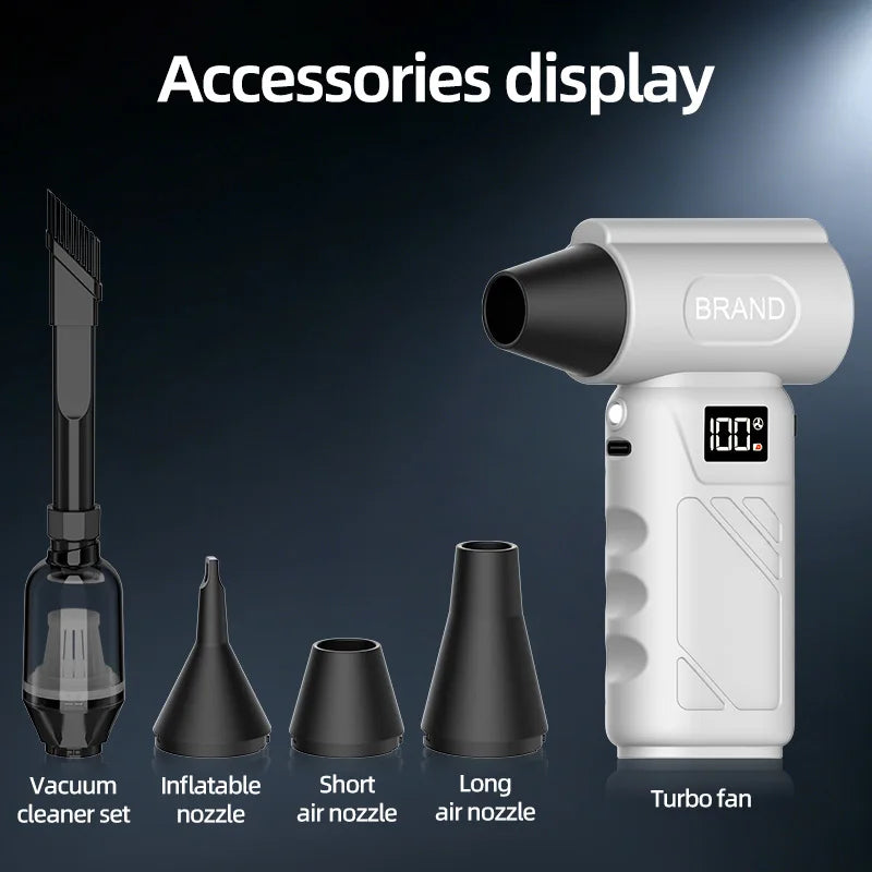 Mini Turbo Fan Handheld Air Blower Powerful Wind Pressure Electric Compressed Air USB Rechargeable Cleaning Tool for Home Office Electronics Car Detail Pet Hair Everyday Clean