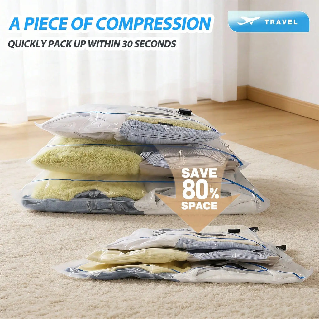 16 Pack Travel Vacuum Storage Bags With Electric Air Pump Modern Clear Reusable Compression Sealing Bags Space Saver Organizer Unit For Clothes Bedding Suitcase Luggage Closet Back To School Vacation Travel Essentials