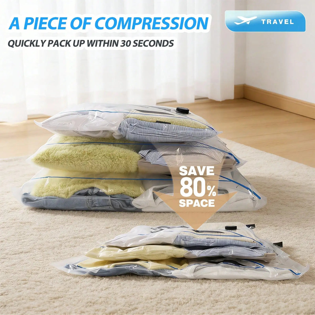 16 Pack Travel Vacuum Storage Bags With Electric Air Pump Modern Clear Reusable Compression Sealing Bags Space Saver Organizer Unit For Clothes Bedding Suitcase Luggage Closet Back To School Vacation Travel Essentials