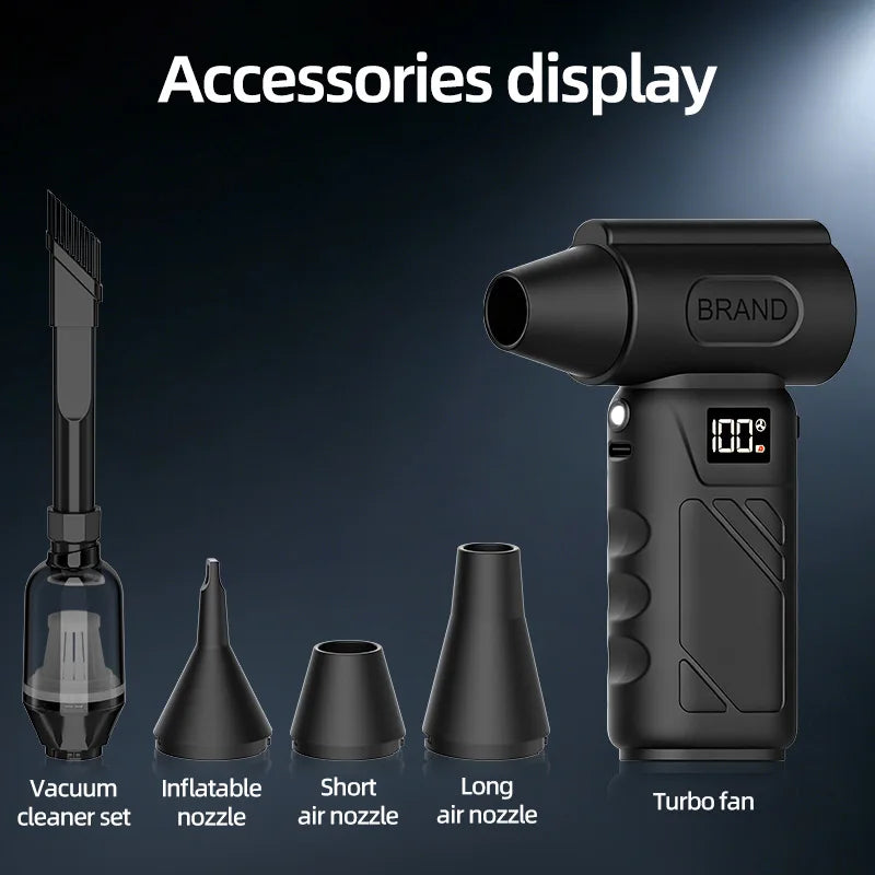 Mini Turbo Fan Handheld Air Blower Powerful Wind Pressure Electric Compressed Air USB Rechargeable Cleaning Tool for Home Office Electronics Car Detail Pet Hair Everyday Clean
