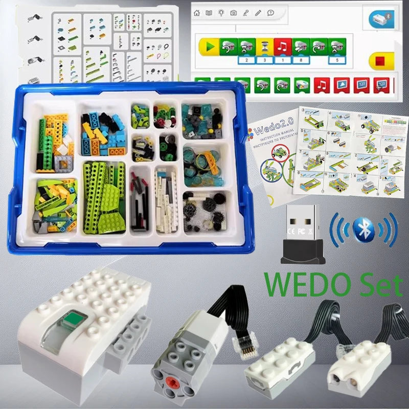 NEW WeDo 2.0 Core Educational Set With Building Blocks Book Bluetooth Box DIY Parts 45300 STEAM Scratch 3.0 Technical School Kids Toys Christmas Gifts