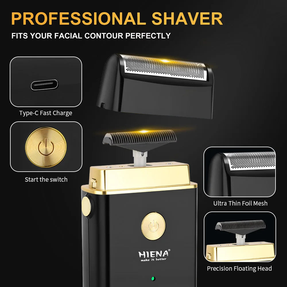HIENA PRO Professional Hair Clippers Set for Men Cordless Barber Kit Hair Cutting Kit Rechargeable Clippers and Trimmers Set Clipper Set for Barbers with LED Display  Gifts for Men
