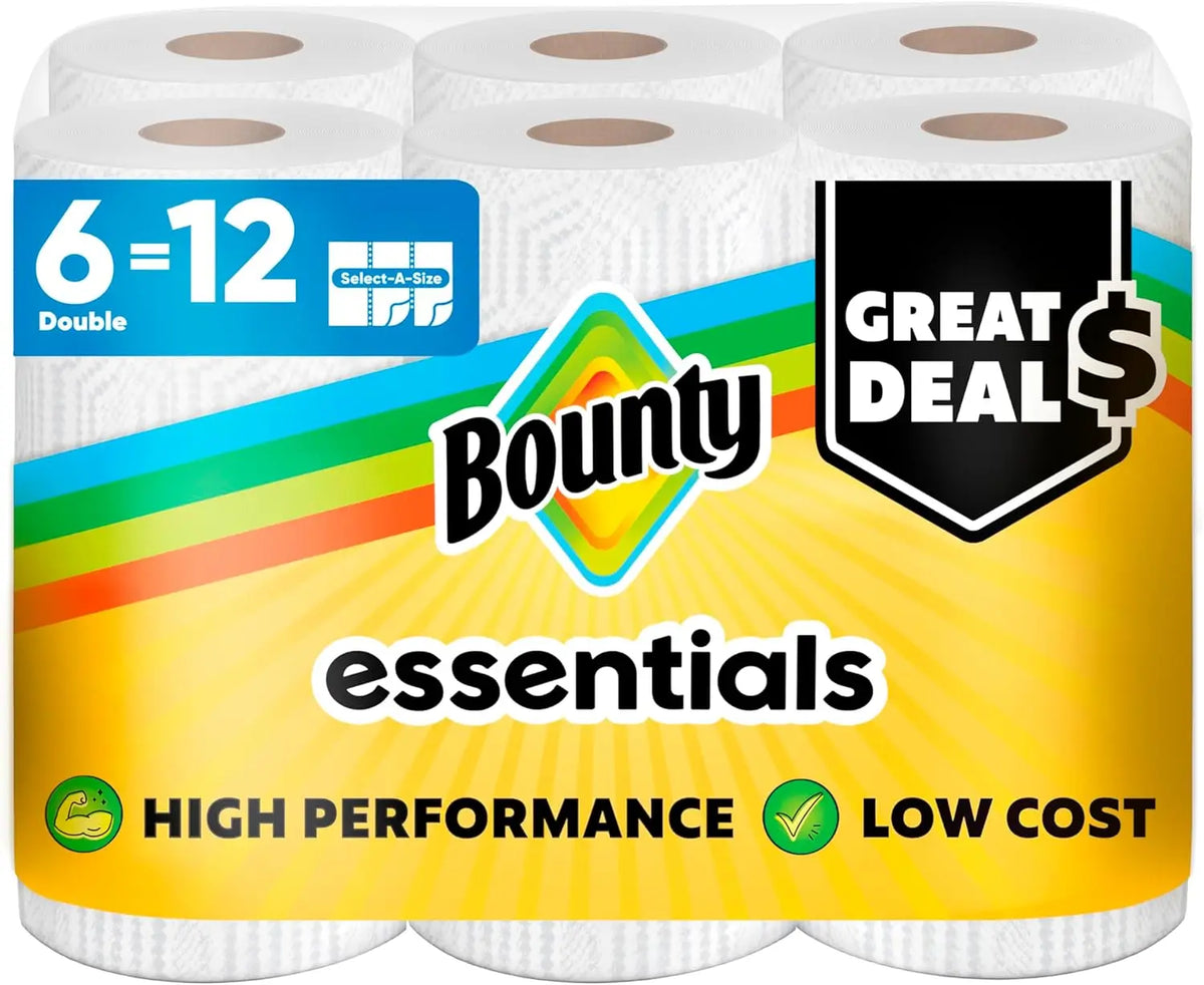 Essentials Select A Size Paper Towels 6 Double Rolls White 108 Sheets Per Roll