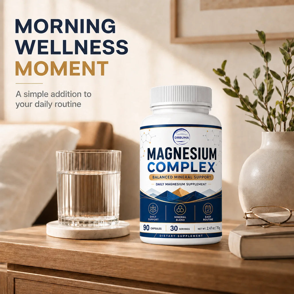 90-Count Magnesium Complex Capsules, Daily Dietary Nutritional Supplement for Adults, Large-Capacity Bottle with 30 Servings, Easy Daily Intake, Easy-to-Swallow Capsules, Ideal Choice for a Healthy Lifestyle